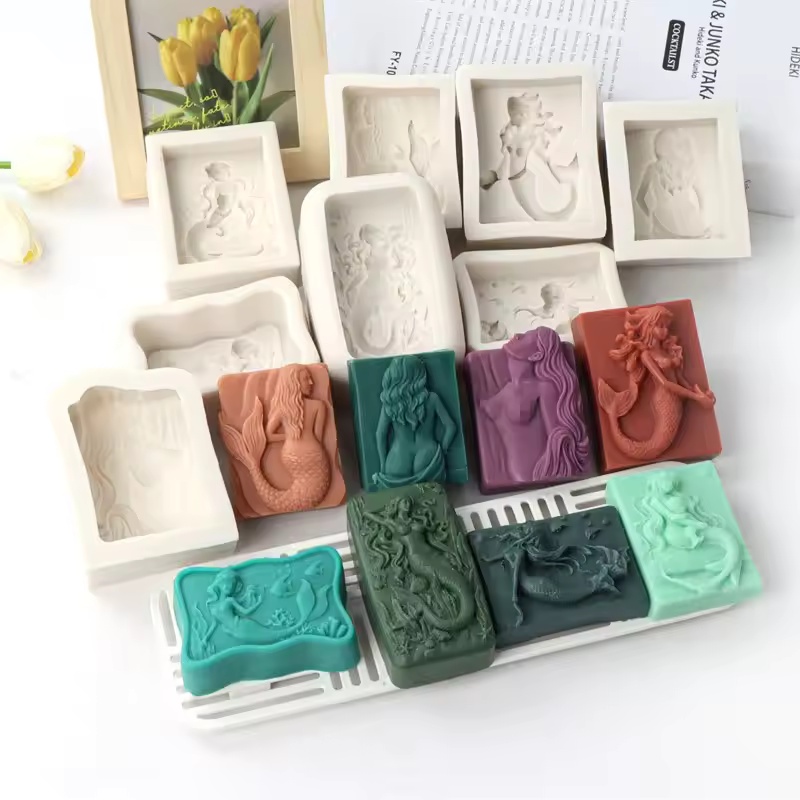 Candle Making Products - Molde de Silicone Retangular 3D Sereia